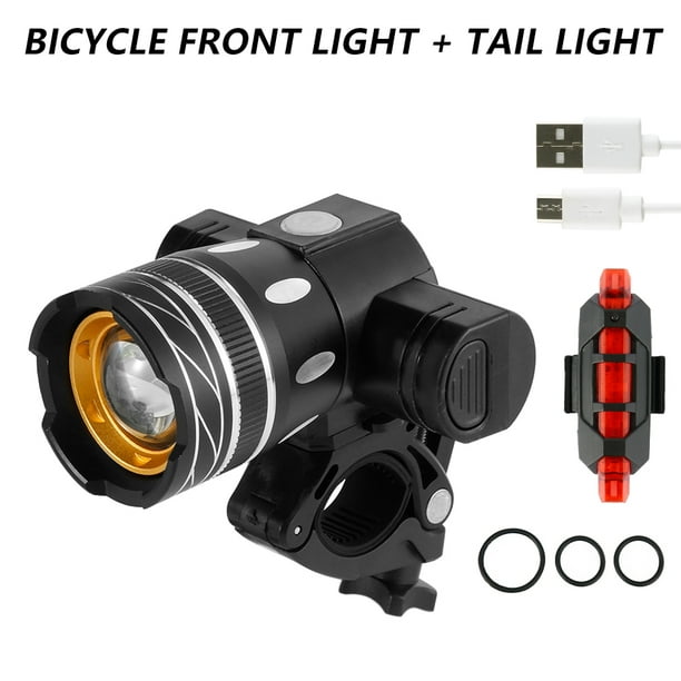 Bicycle Front Rear Headlight Rechargeable Bike Headlight Taillight,15000LM XM-L